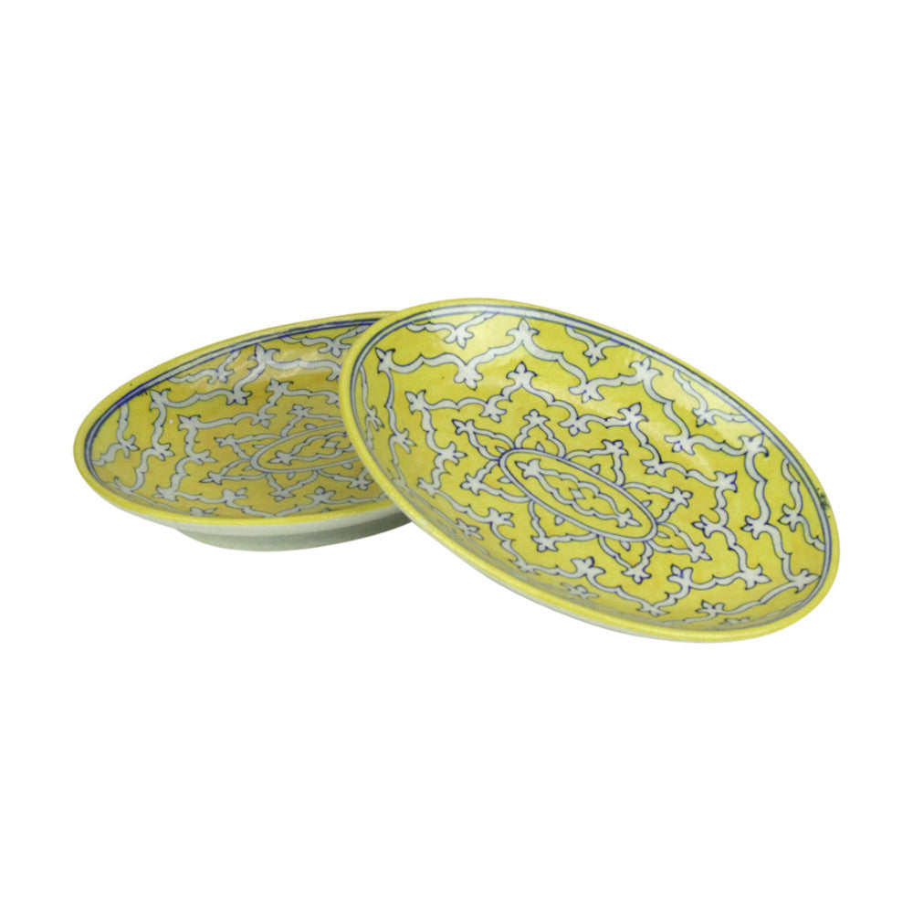 Pair Of Yellow Jaipur Platters