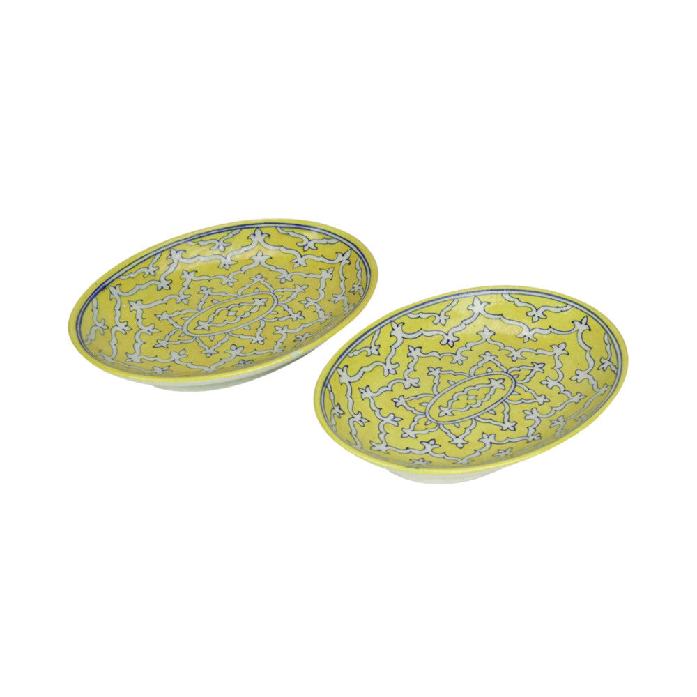 Pair Of Yellow Jaipur Platters