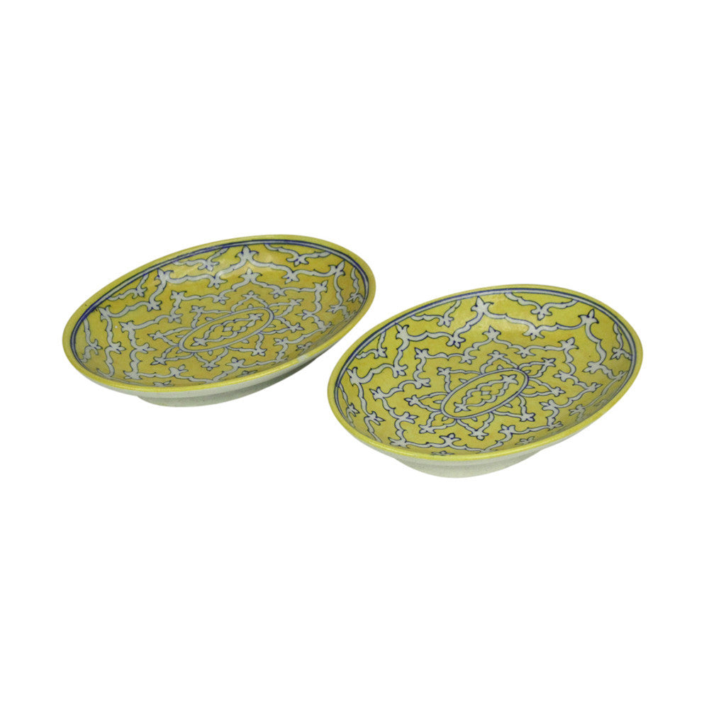 Pair Of Yellow Jaipur Platters