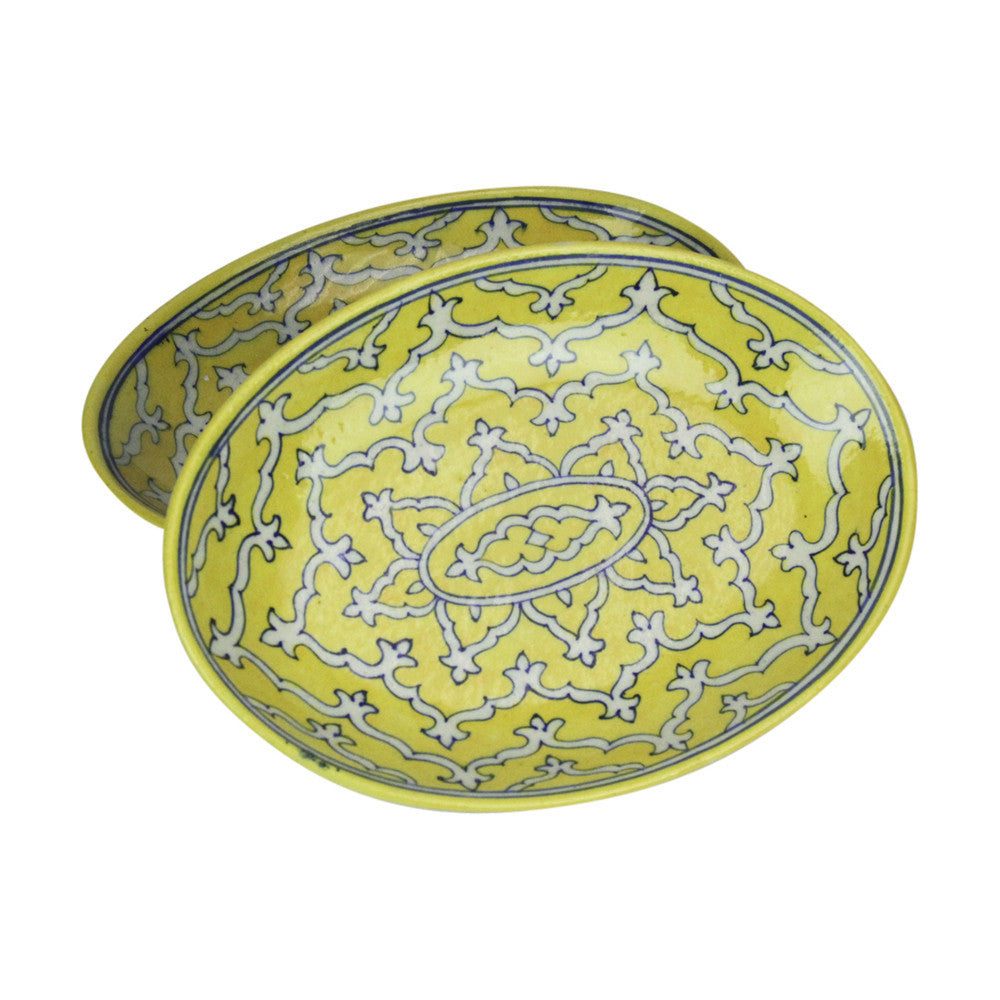 Pair Of Yellow Jaipur Platters
