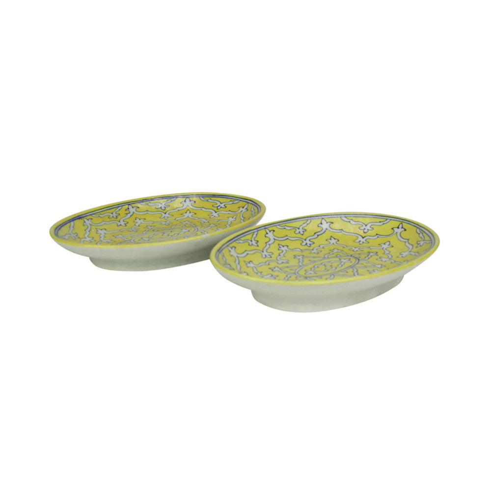 Pair Of Yellow Jaipur Platters