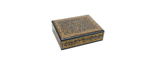 Deep Teal Kashmiri Hand Painted Box