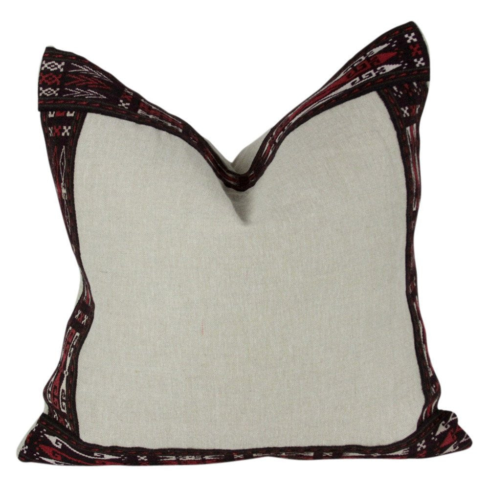 Ethnic Vintage Tribal Border Linen Pillow