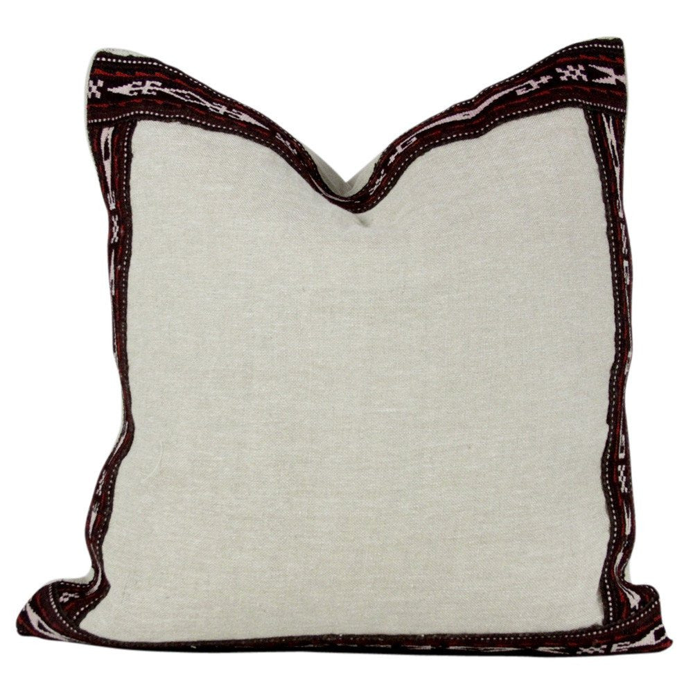 Fuschia Vintage Tribal Border Linen Pillow