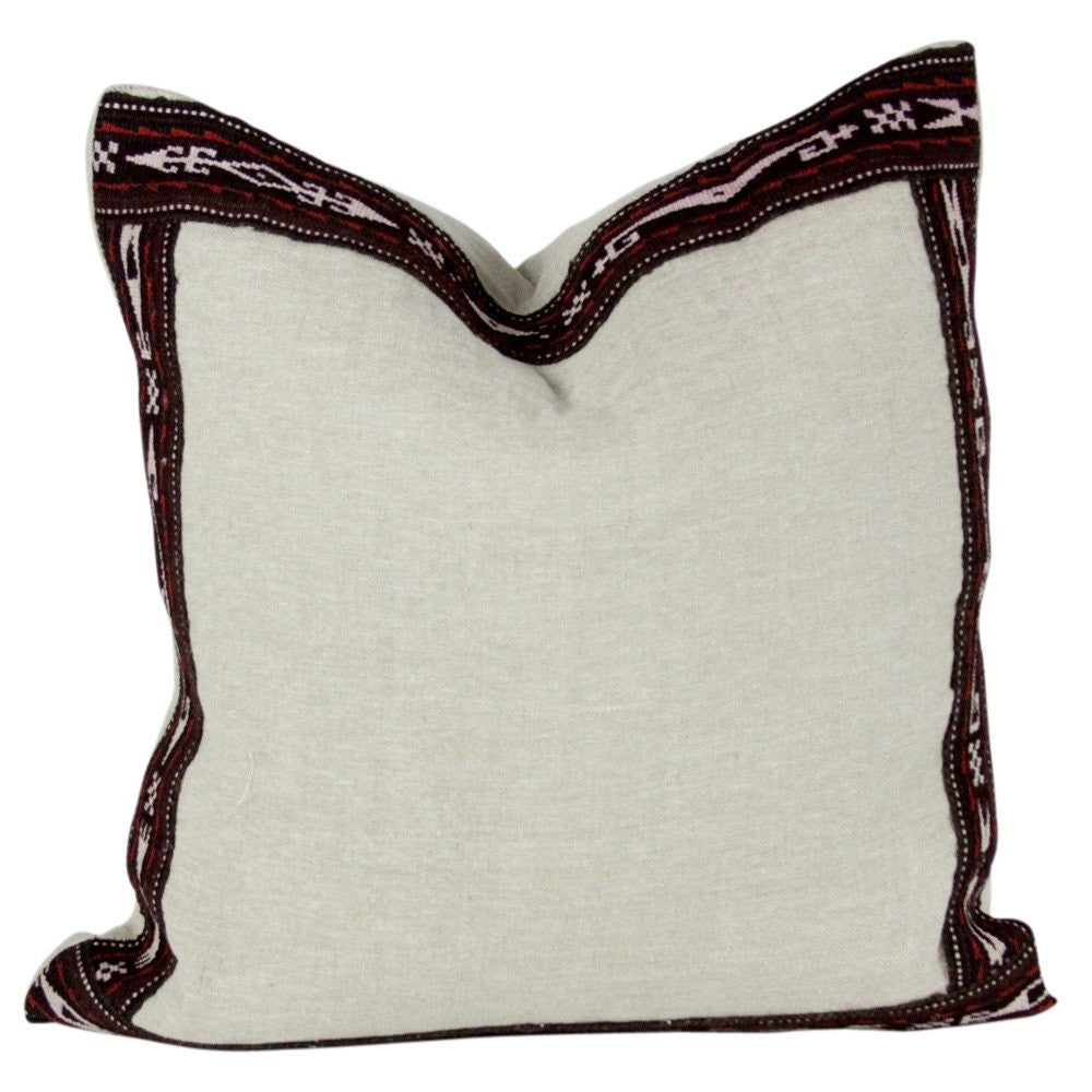 Fuschia Vintage Tribal Border Linen Pillow