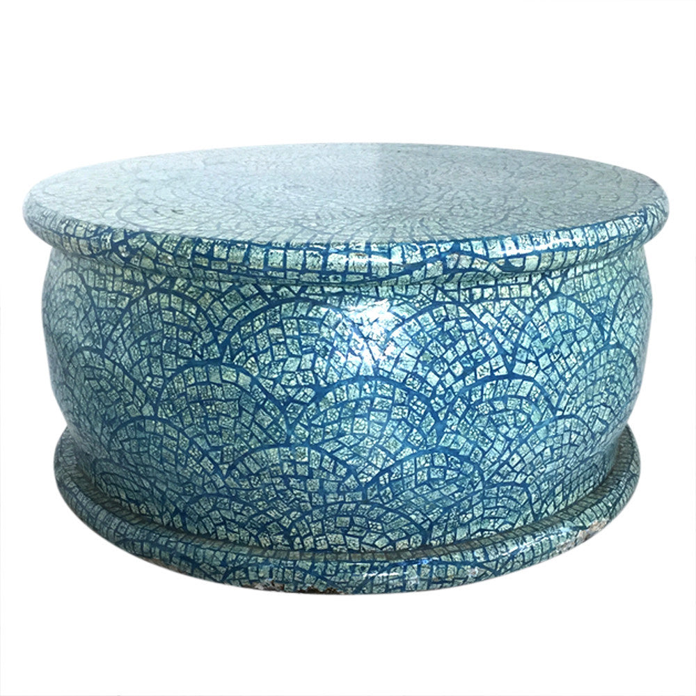 Moroccan Aqua Mosaic Round Coffee Table