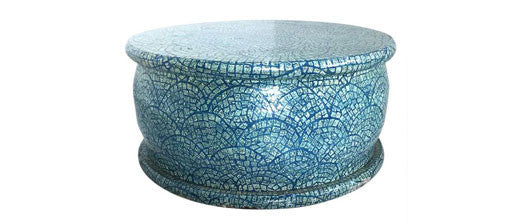 Moroccan Aqua Mosaic Round Coffee Table