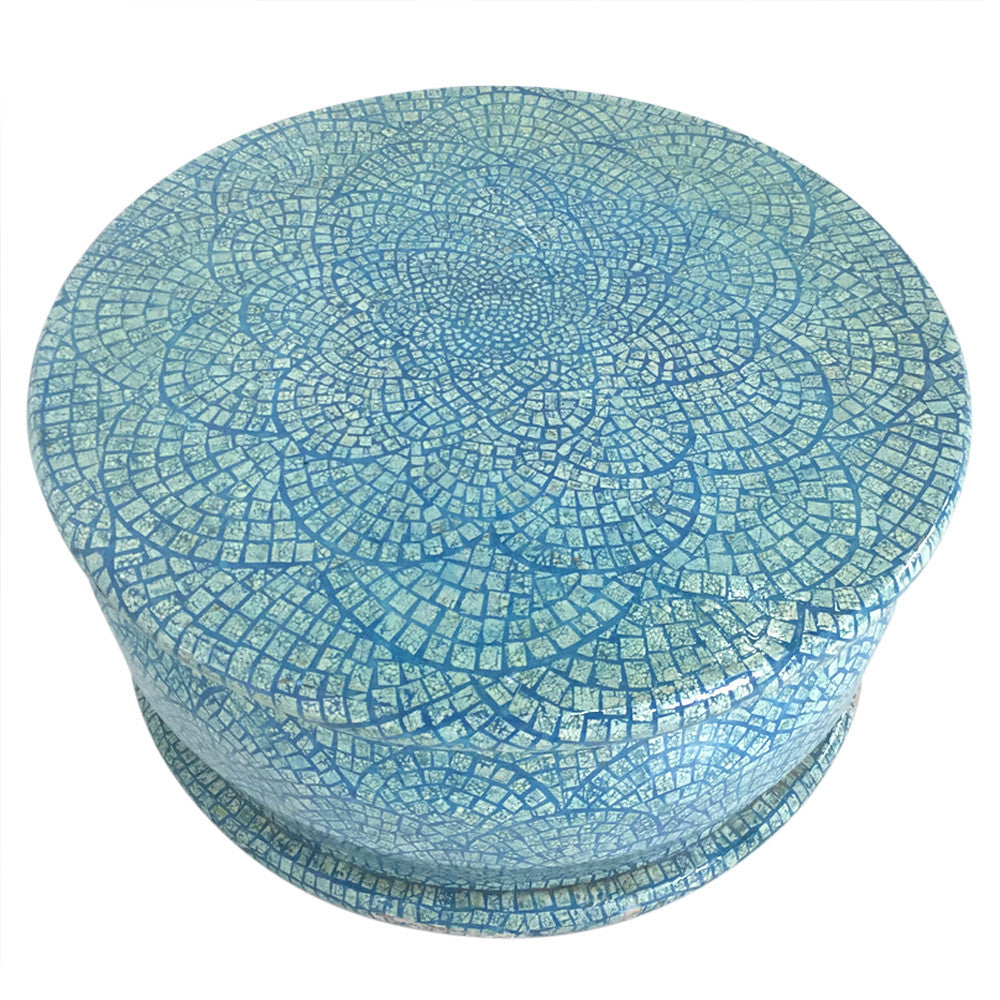 Moroccan Aqua Mosaic Round Coffee Table